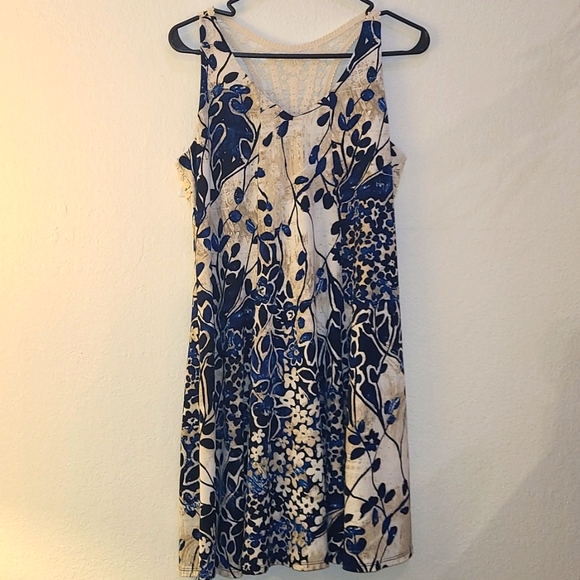 Gabby Skye, PM, Blue, Tan, White Dress - Picture 2 of 4